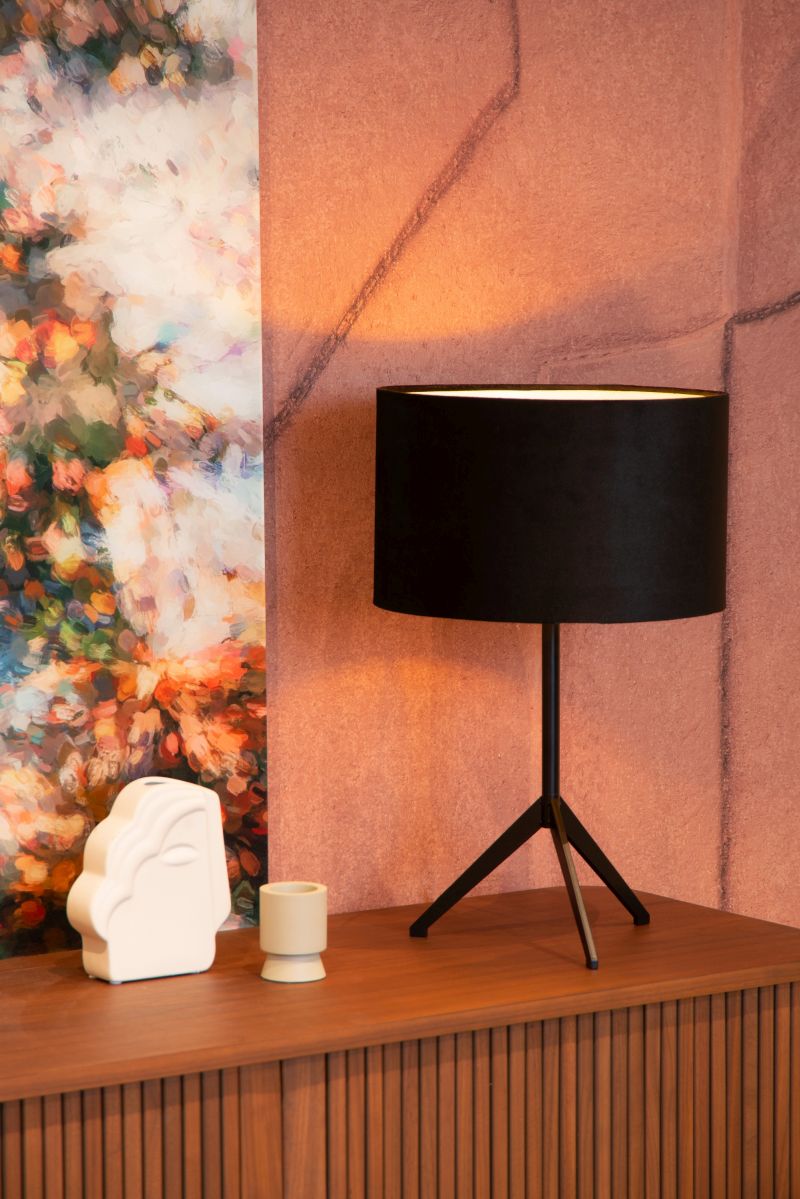 Lucide TONDO - Stolná lampa - Ø 30 cm - 1xE27 - Čierna